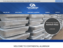 Tablet Screenshot of continentalaluminum.com